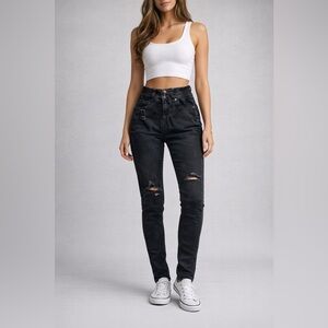 Blue Savvy Ripped Black Skinny Distressed Jeans 9/29